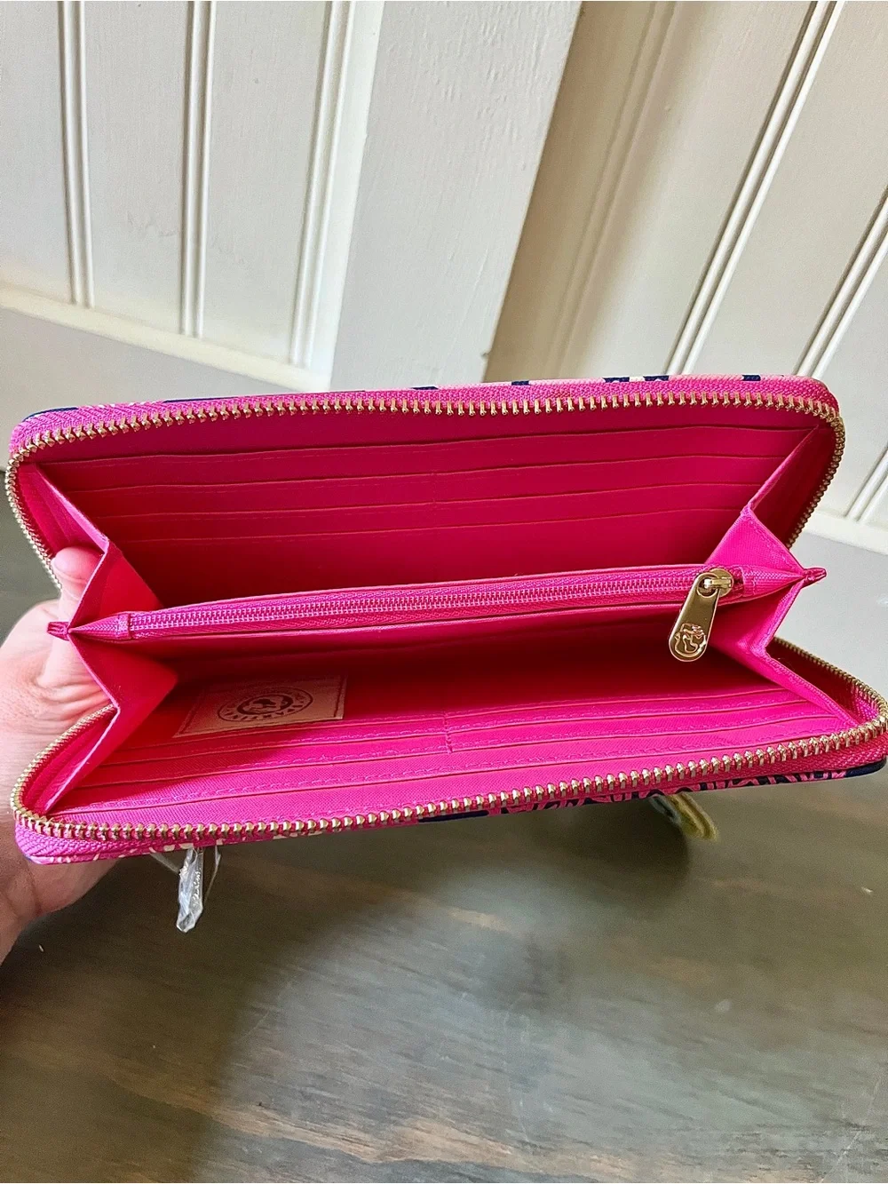 Spartina 449 Navy & Pink Elephant Wristlet Wallet NWT